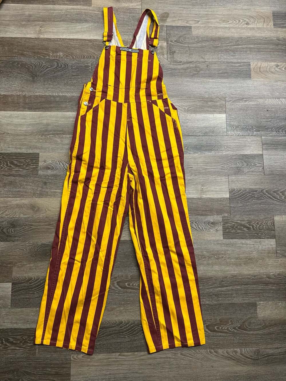 Game Bibs Maroon & Gold Adult Striped Game Day Overalls